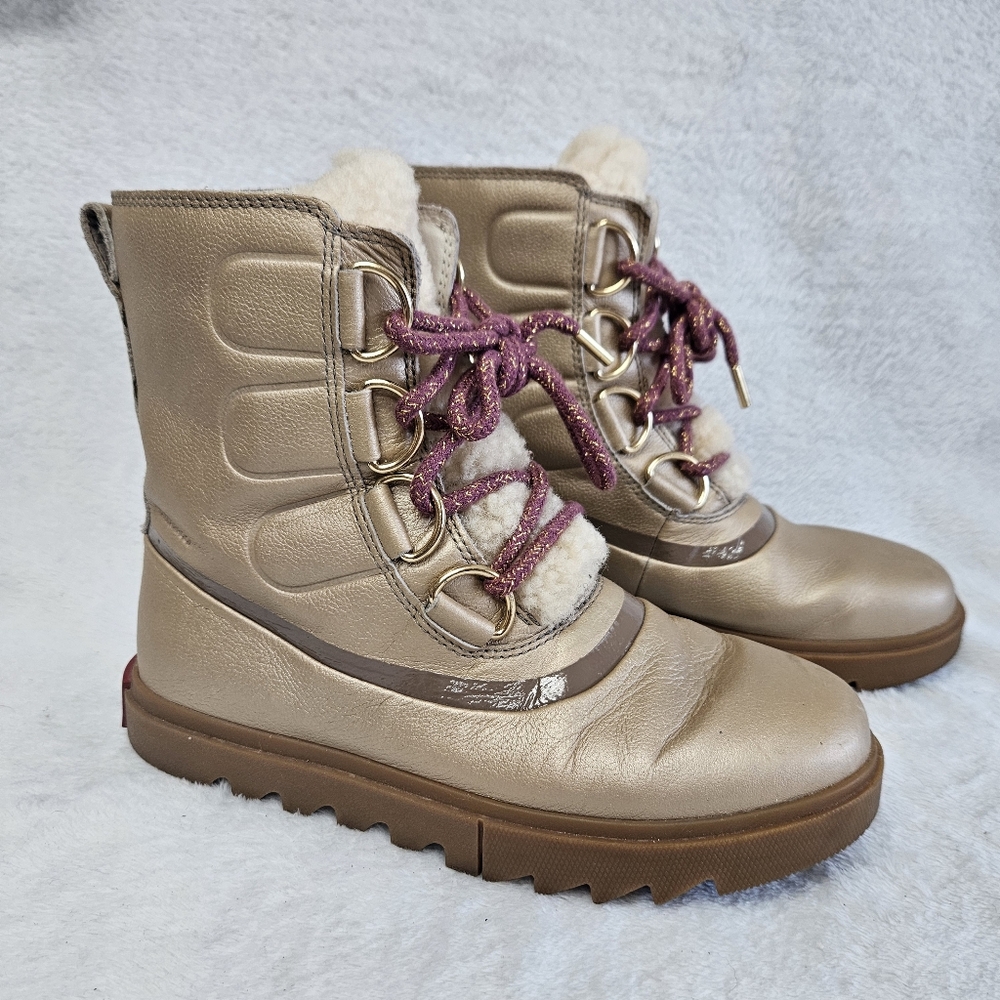 Sorel Joan of Arctic Next Lite Lux Winter Snow Boots size 6 Gold with Sherpa